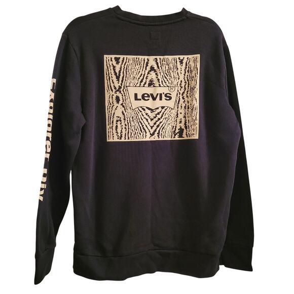 Vtg? Mens Levis Black Wood Grain Explorer Div. Crewneck Sweatshirt Size M - Picture 1 of 14